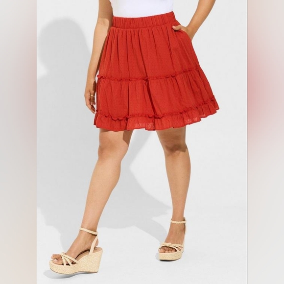 Torrid Mini Clip Dot Ruffled Tiered Skirt Size Large 12 NWT - Picture 3 of 4